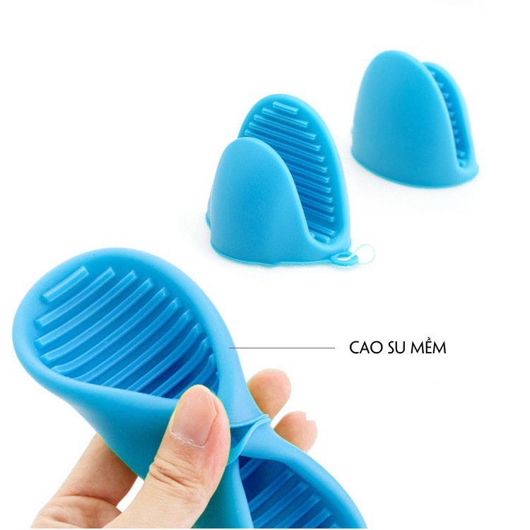 Set 2 miếng kẹp nhấc nồi chống nóng chất liệu silicon tiện dụng hình mỏ vịt