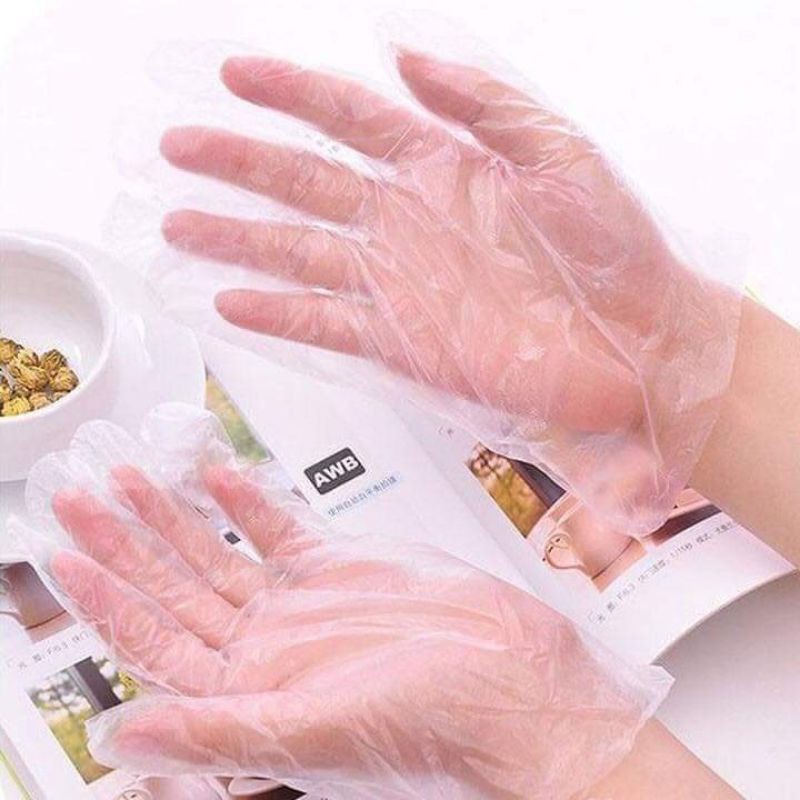 Túi/Bịch 100 găng tay nilon dùng 1 lần tiện dụng, bao tay nilon làm bếp, làm tóc, làm hóa chất đa năng