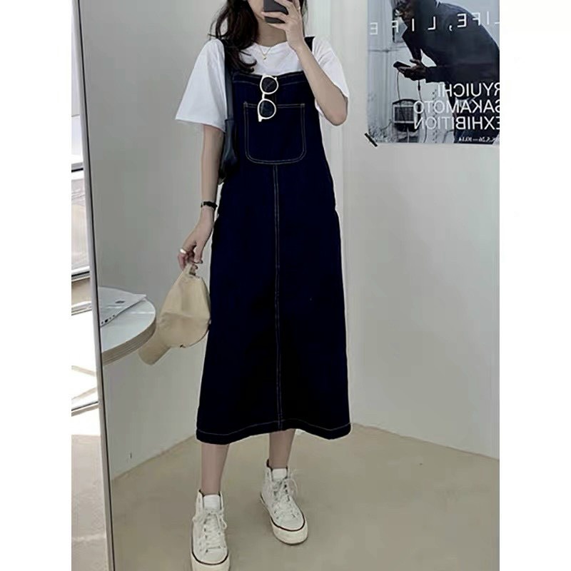 Yếm Chỉ Nổi Túi Ngực CHICLOTHES ♥️ FREE SHIP ♥️ Váy áo dáng dài chất thô dày dặn sang chảnh tiểu thư Ulzzang | BigBuy360 - bigbuy360.vn