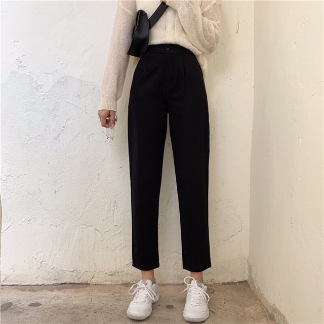 Quần baggy vải đen trơn form dáng chuẩn | BigBuy360 - bigbuy360.vn