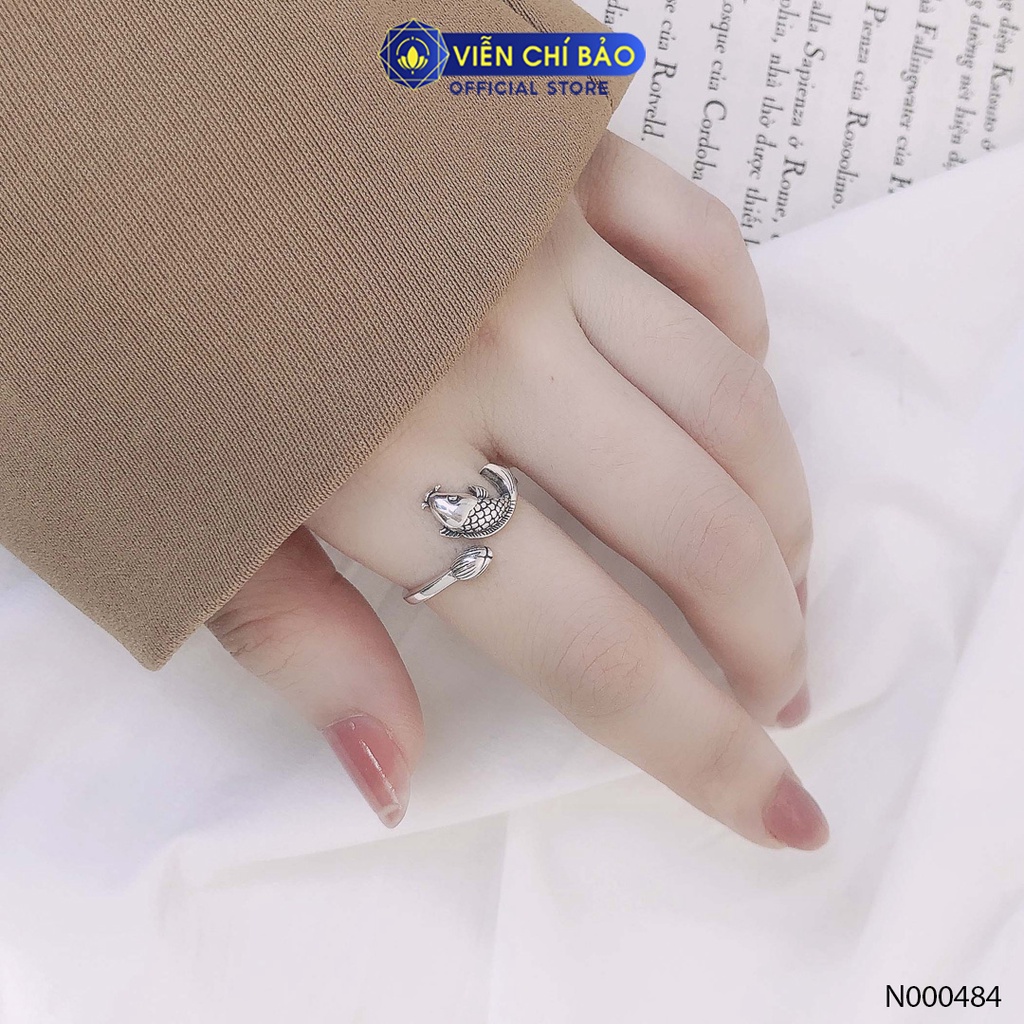 Nhẫn bạc nữ Cá chép hoa sen chất liệu bạc Thái 925 thời trang phụ kiện trang sức nữ Viễn Chí Bảo N000484