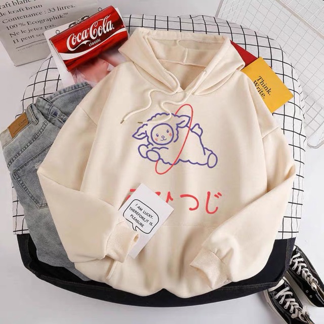 Áo hoodie cừu chữ Nhật HDA1119