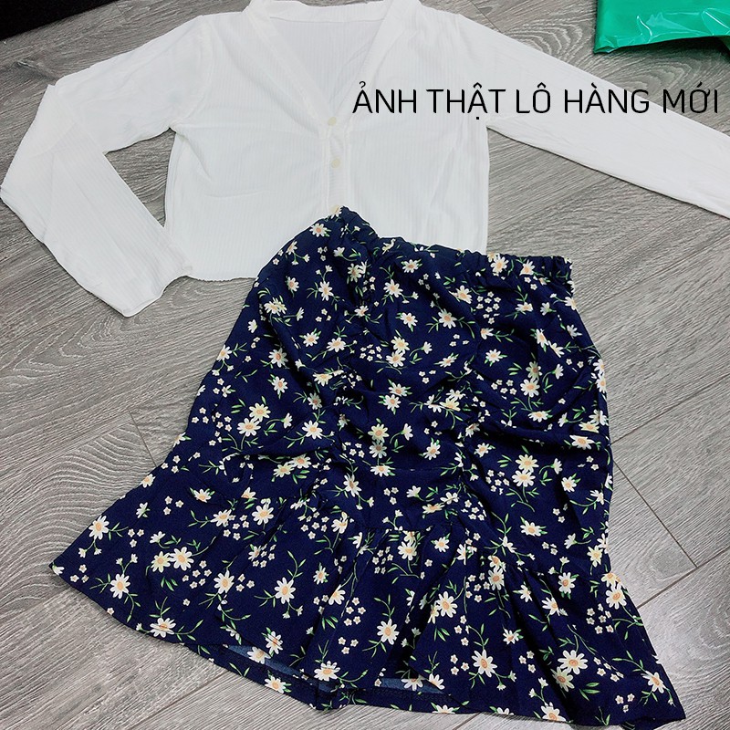 Set đồ nữ cá tính áo croptop thu đông chân váy đuôi cá, set đồ nữ croptop thu đông-Hàng mới về chân váy xanh đậm-M009