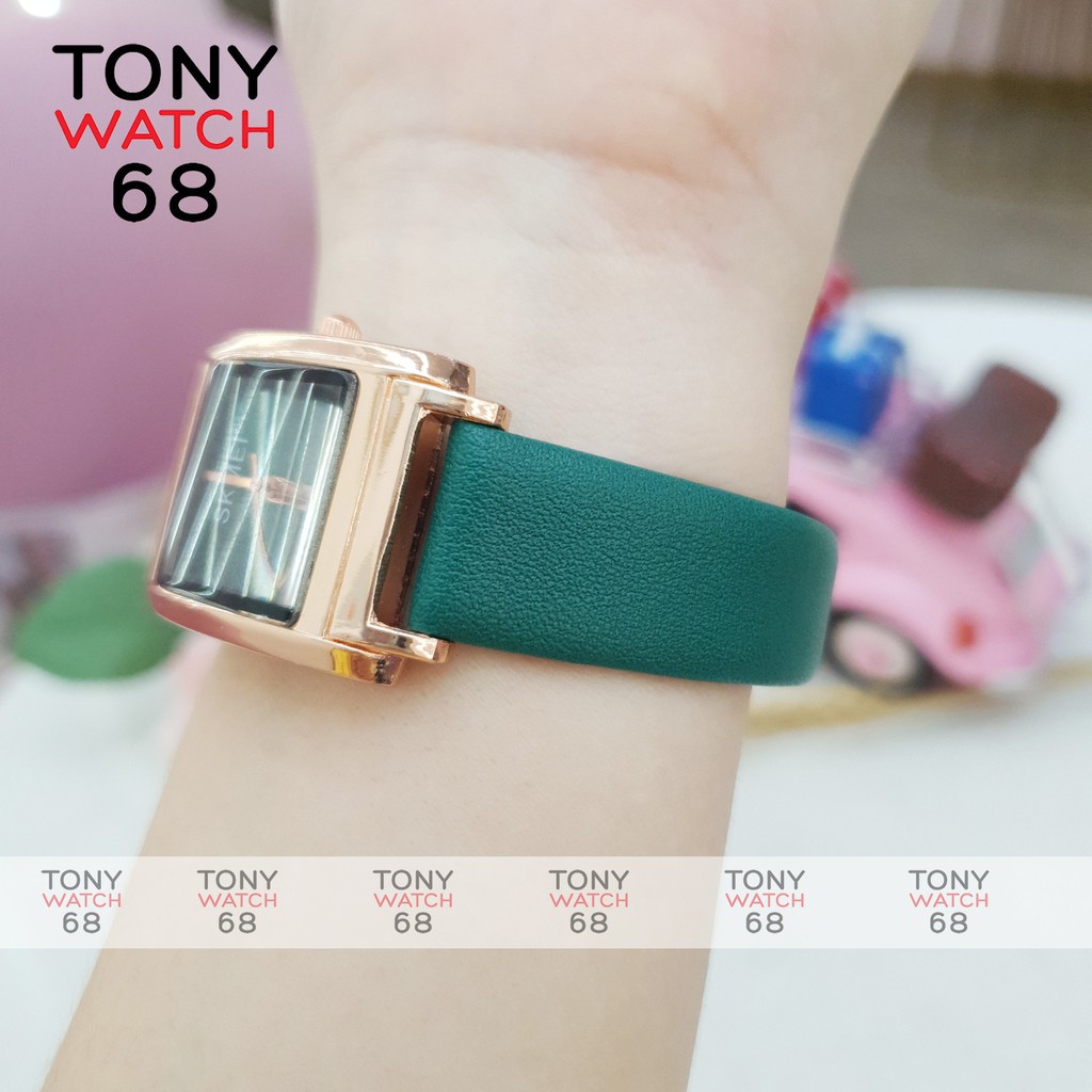 Đồng hồ nữ SKMEI dây da mặt vuông vền vàng chính hãng Tony Watch 68