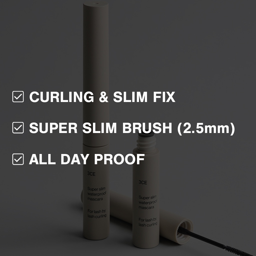 Mascara 3CE 3g siêu mỏng chống nước 3ce Super Slim Waterproof Mascara 3CE Super Slim Waterproof Mascara 3g | Official Store Eye Make up Cosmetic