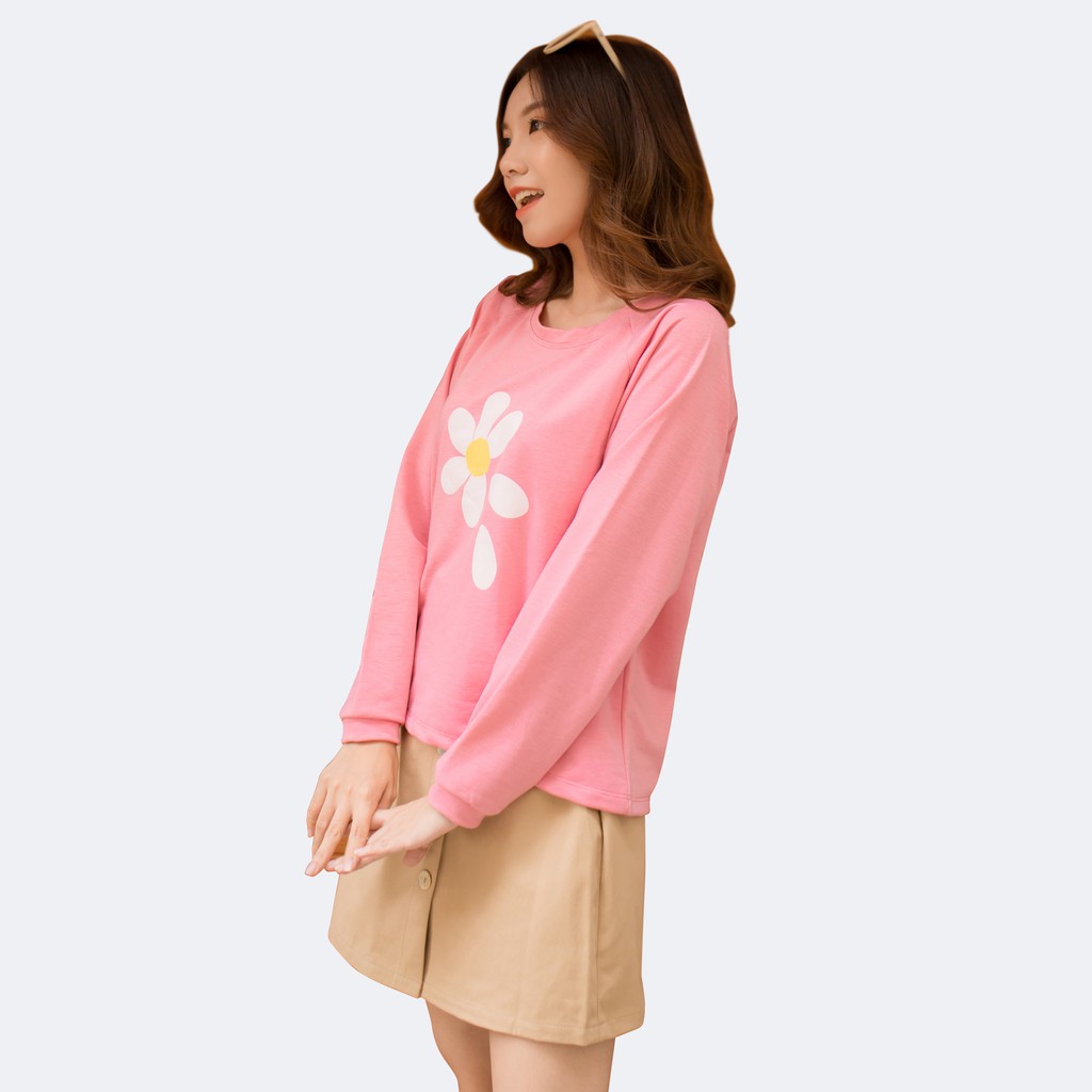 Áo Sweater nữ Dài Tay In Hoa Cúc 42-56 kg BISIC 4 màu MEEJENA - 2638