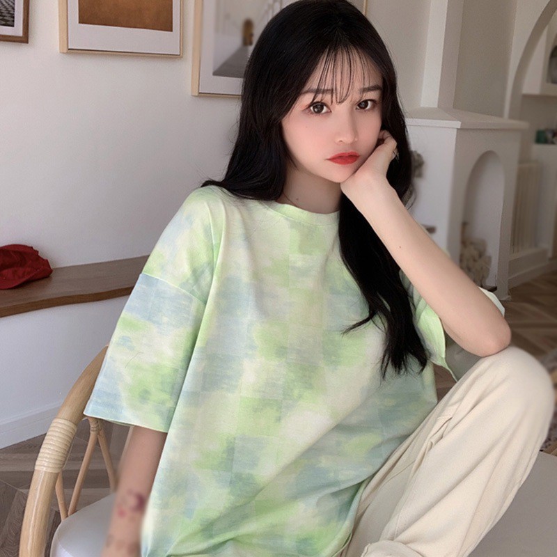 Áo Thun Nữ Dáng Dài Form Rộng Họa Tiết Caro Cá Tính