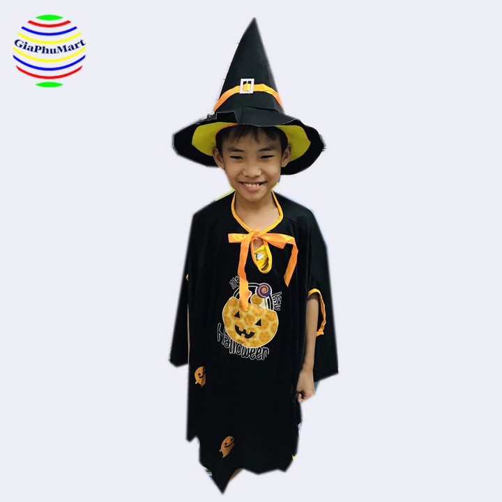 Áo Choàng Halloween - Áo Choàng Phù Thủy Kèm Nón