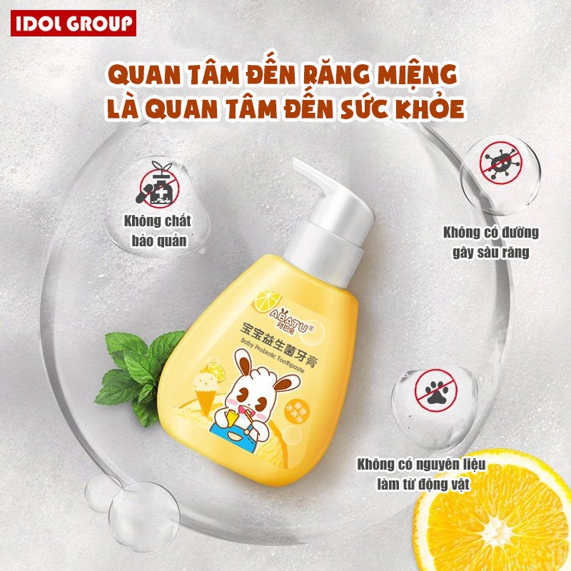 Kem Đánh Răng Nuốt Được Cho Bé , Trẻ em Vị Kem Dâu , Cam 140g Hàng Nhập Khẩu Giá Sỉ