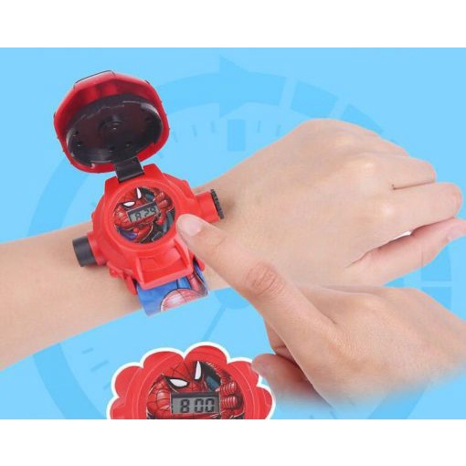 Đồng hồ cho bé hình người nhện chiếu hình ảnh lên tường người nhện