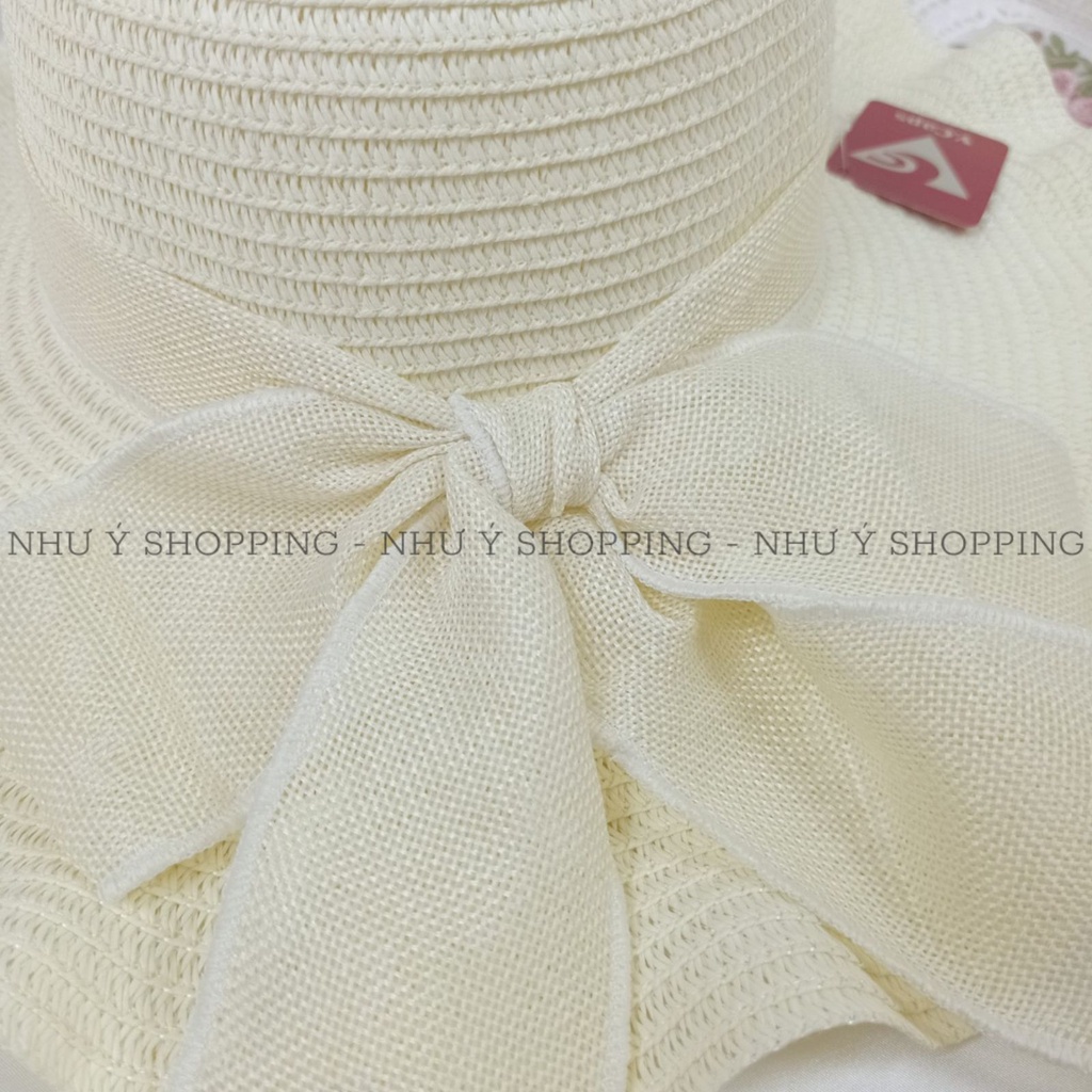 Nón cói mũ cói đi biển cho nữ gợn sóng vành to phối nơ đẹp  -Q12-vành to gợn sóng 4 màu