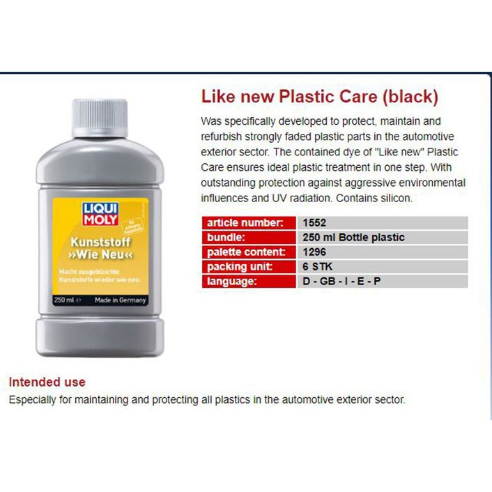 Kem phục hồi, làm mới và bảo dưỡng nhựa nhám đen Liqui Moly 1552