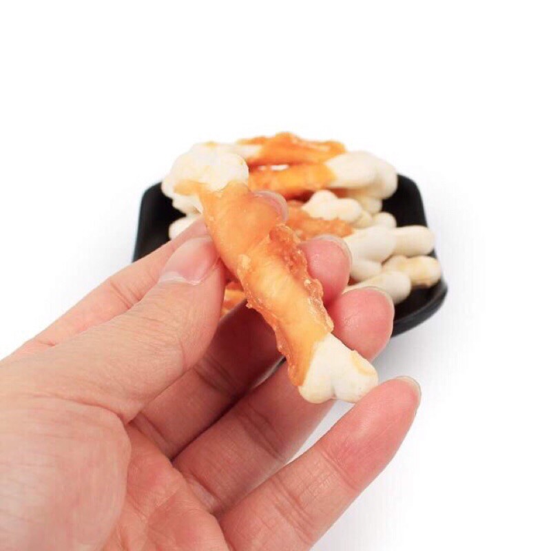 Snack ăn vặt cho chó thịt gà sấy khô, thịt gà quấn xương sữa Taotaopet - gói 100g