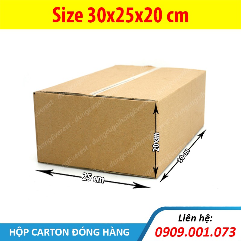 Combo 20 cái hộp giấy P87 size 30x25x20 cm, thùng carton gói hàng Everest