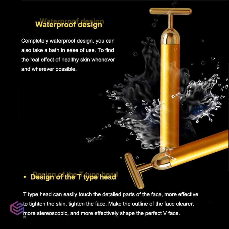 Máy mát xa da mặt vàng 24K dạng rung làm săn chắc da ngăn ngừa nếp nhăn tiện lợi