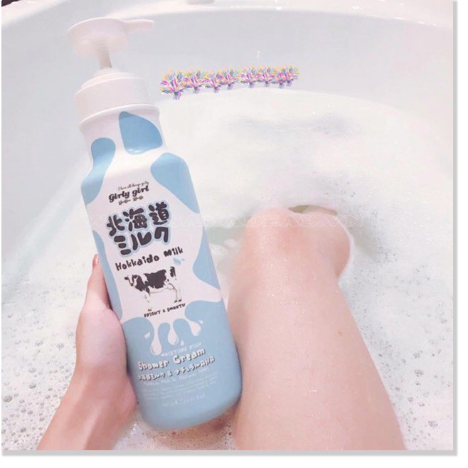 [Mã chiết khấu giảm giá mỹ phẩm sỉ chính hãng] Sữa tắm trắng da Hokkaido Milk Whitening AHA Shower Cream