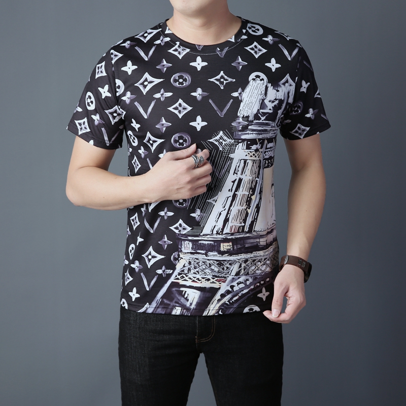 Áo thun cotton cổ tròn tay ngắn hoạ tiết hoạt hình size M-3XL
