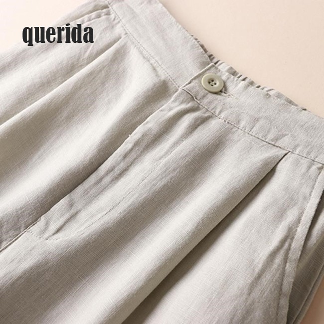 Quần Cotton Linen Ống Rộng Trơn Màu Xinh Xắn Dành Cho Nữ | BigBuy360 - bigbuy360.vn