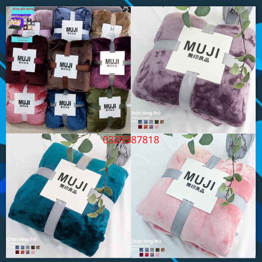 Chăn lông tuyết Muji 2 lớp siêu mềm mịn 2m x 2m3