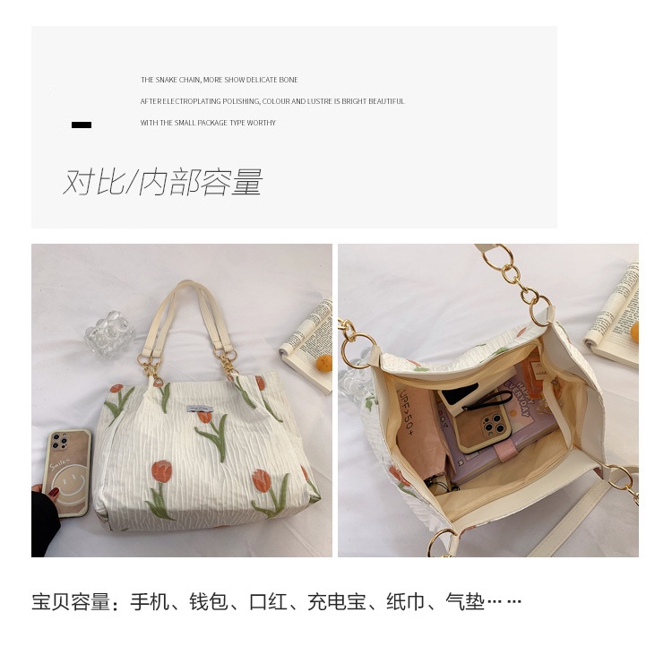 Túi Xách Canvas Họa Tiết Hoa Tulip Thời Trang