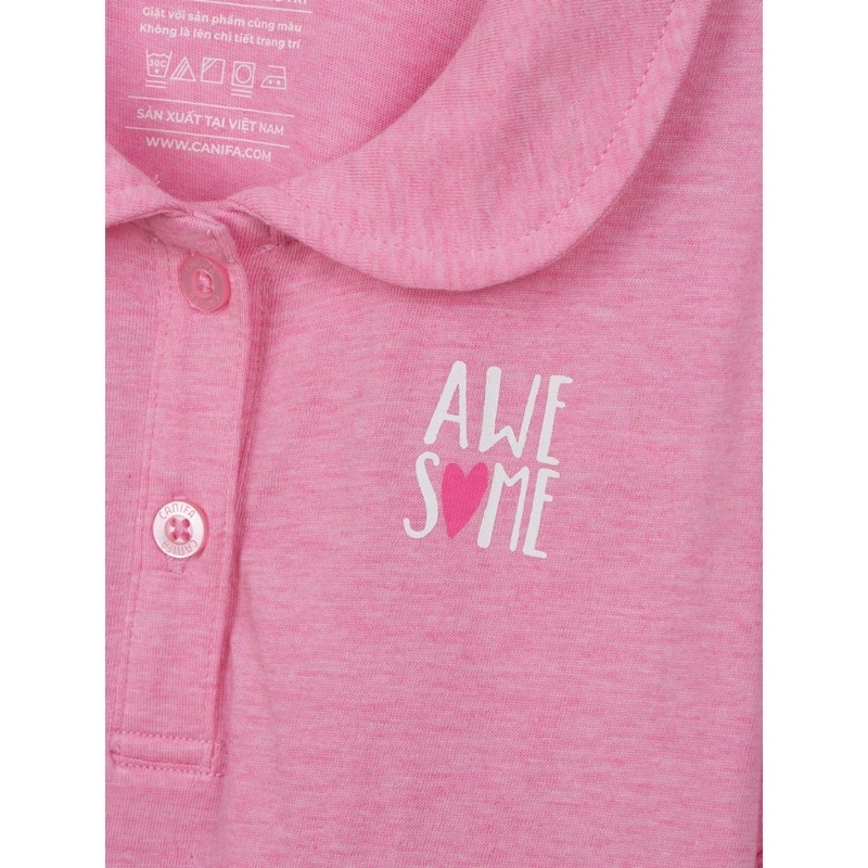 Áo polo bé gái Canifa cotton cổ tròn tay nhún dễ thương cho bé 2-3 tuổi