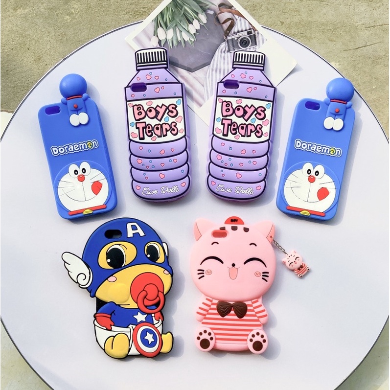 Ốp lưng iphone silicon hình thú 6/6s/6pl/6spl/7pl/8pl , gấu, mèo, Doraemon, lợn cute