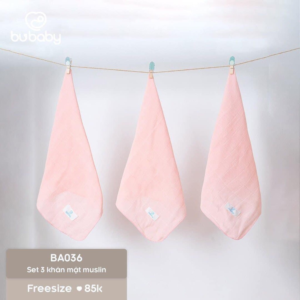 [BU BABY] Set 3 khăn mặt muslin