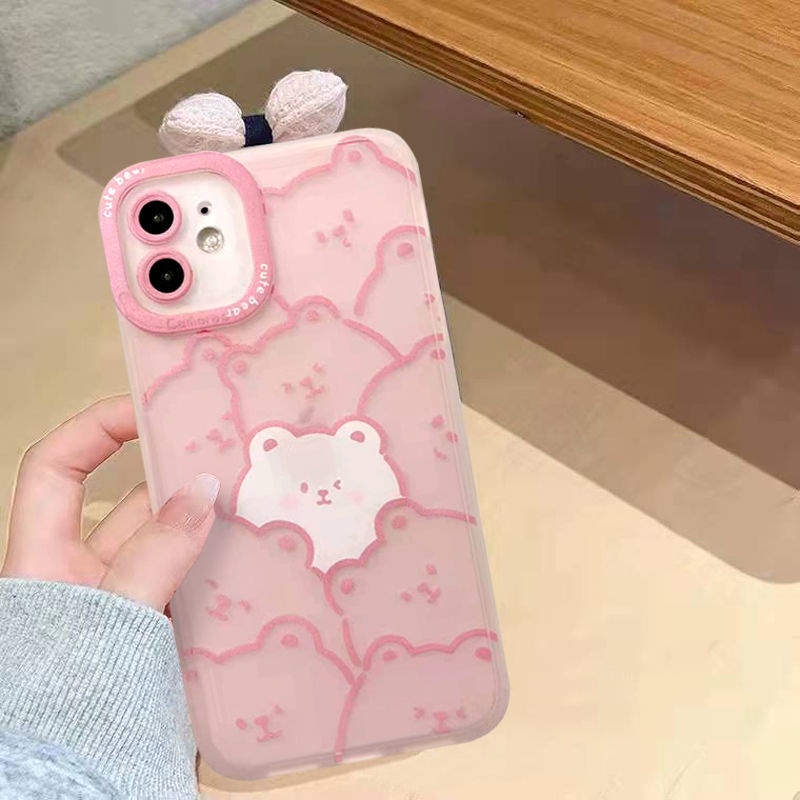 Ốp Điện Thoại In Hình Gấu Xinh Xắn Cho iPhone 11 12/13Promax Xs 8/7Plus