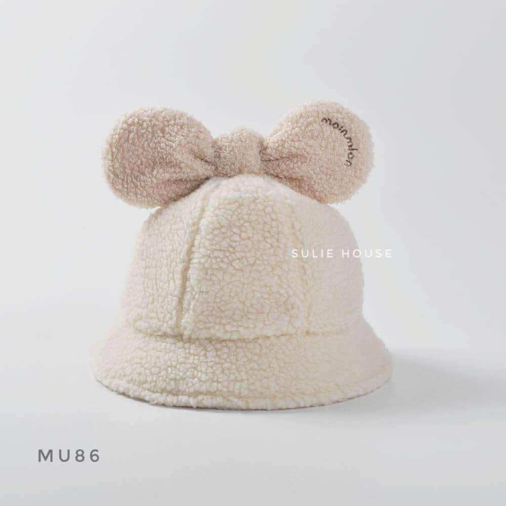 Mũ lông cừu nơ to Moinmlon cho bé - MU86