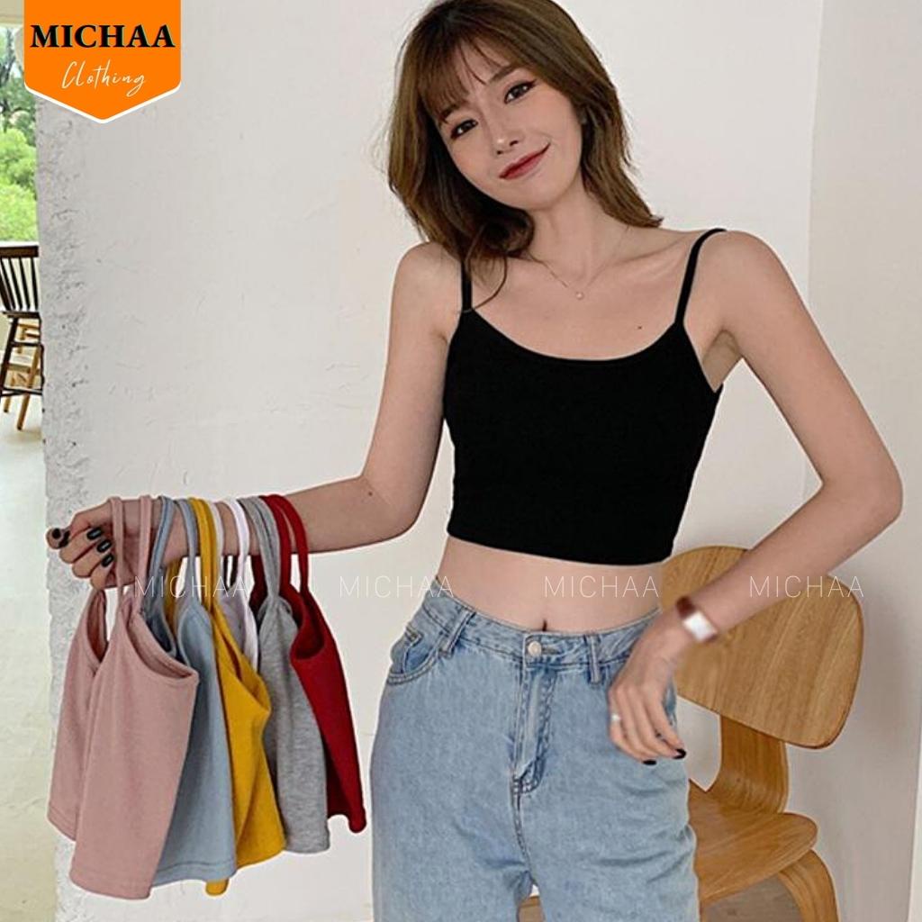 Áo Croptop Hai DÂY MẢNH Nữ Chất Thun Borip Kiểu Phong Cách Thể Thao - MICHAA