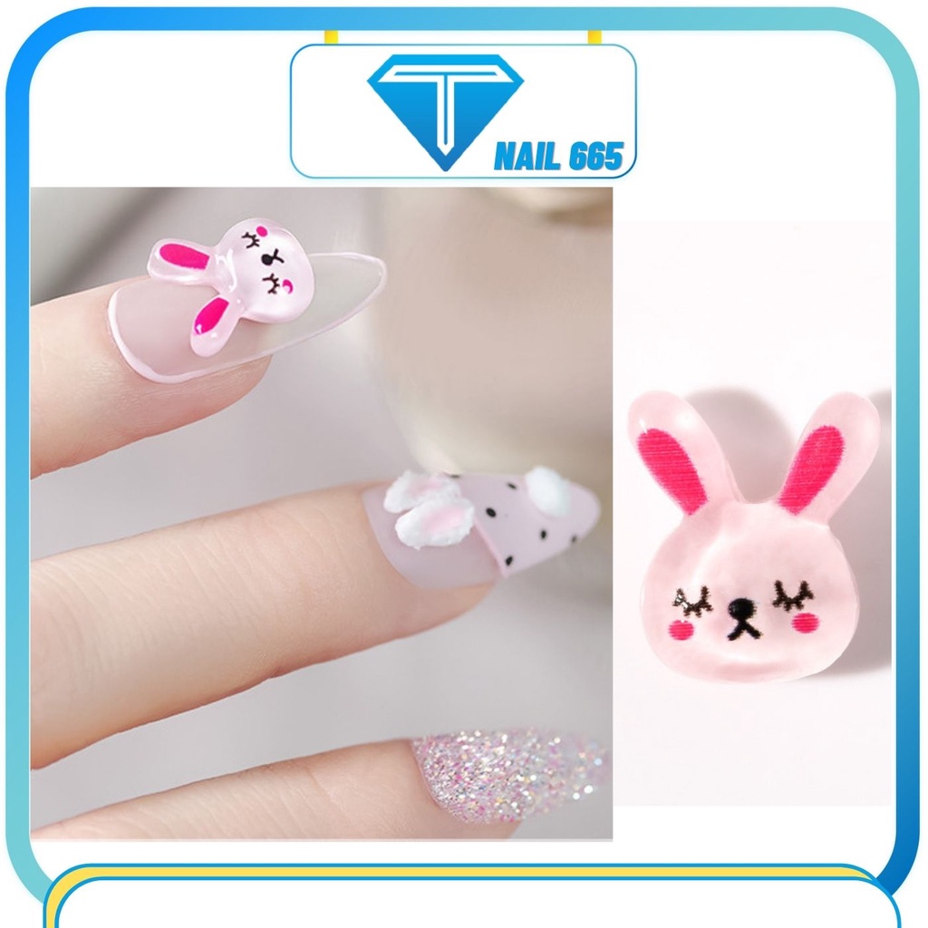 Phụ kiện trang trí móng nail hình thú cưng , Charm gắn móng nail hoạt hình , gấu thỏ , vịt moon