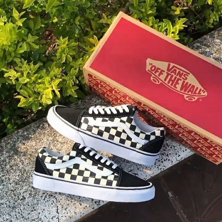 Giày thể thao nữ freestyle VANS OLD SKOOL PRIMARY CHECK BLACK / WHITE real secondhand