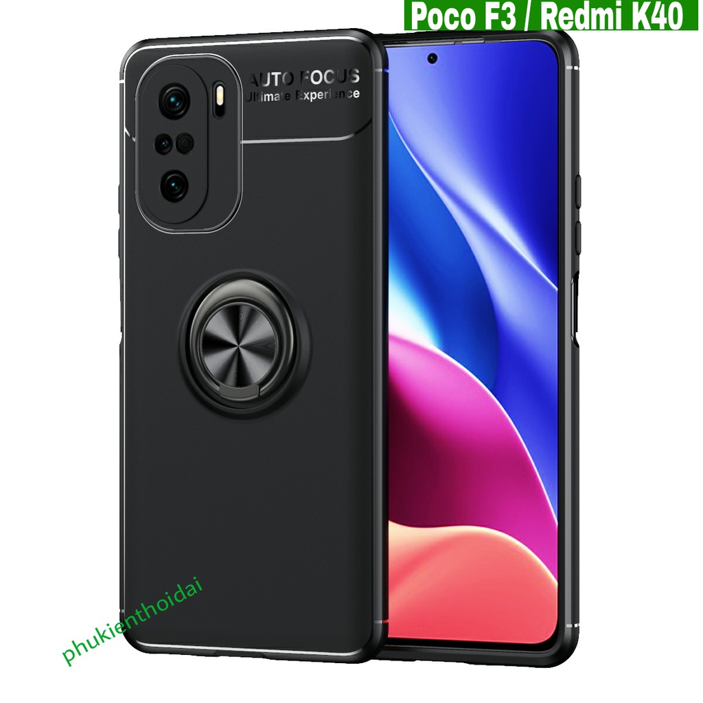 Xiaomi Poco F3 / K40 / K40 Pro ốp lưng chống sốc giá đỡ kiêm nhẫn ô tô Ver 2 hiệu AUTO FOCUS cao cấp