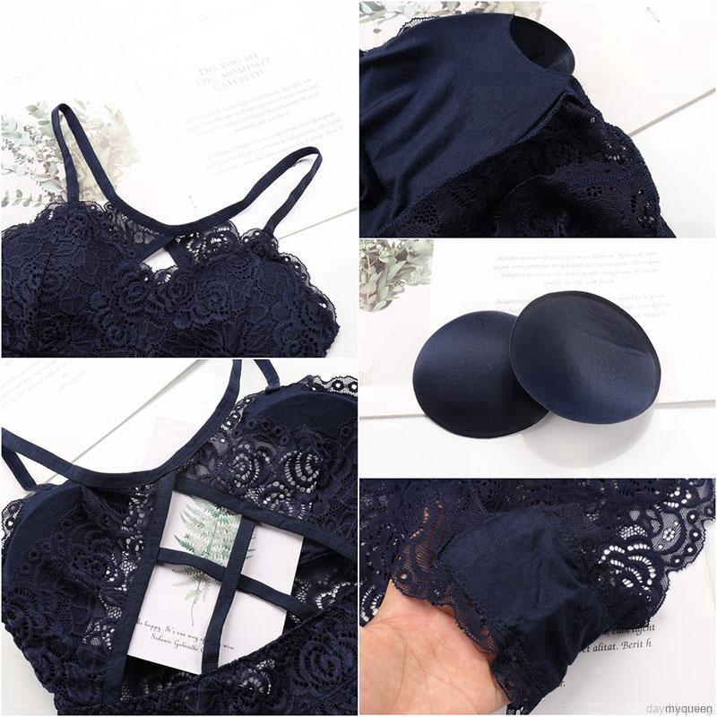Women Sexy Lace Gathered Bra Wrapped Chest Set + Panties