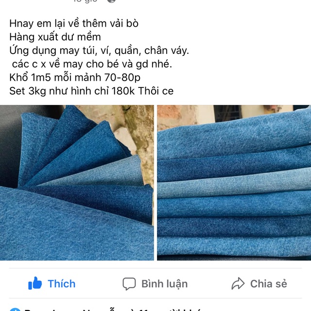 Vải bò xuất dư 180k