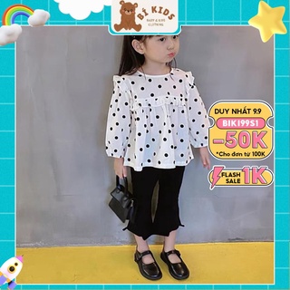 Áo cho bé gái trẻ em Bí Kids chấm bi  2 màu siêu xinh chất liệu mềm an toàn cho bé thời trang trẻ em 1 2 3 4 5 6 7 tuổi