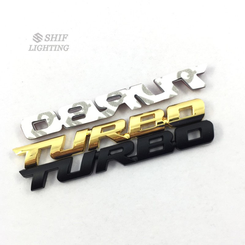 Logo " turbo " bằng kim loại dán trang trí xe hơi