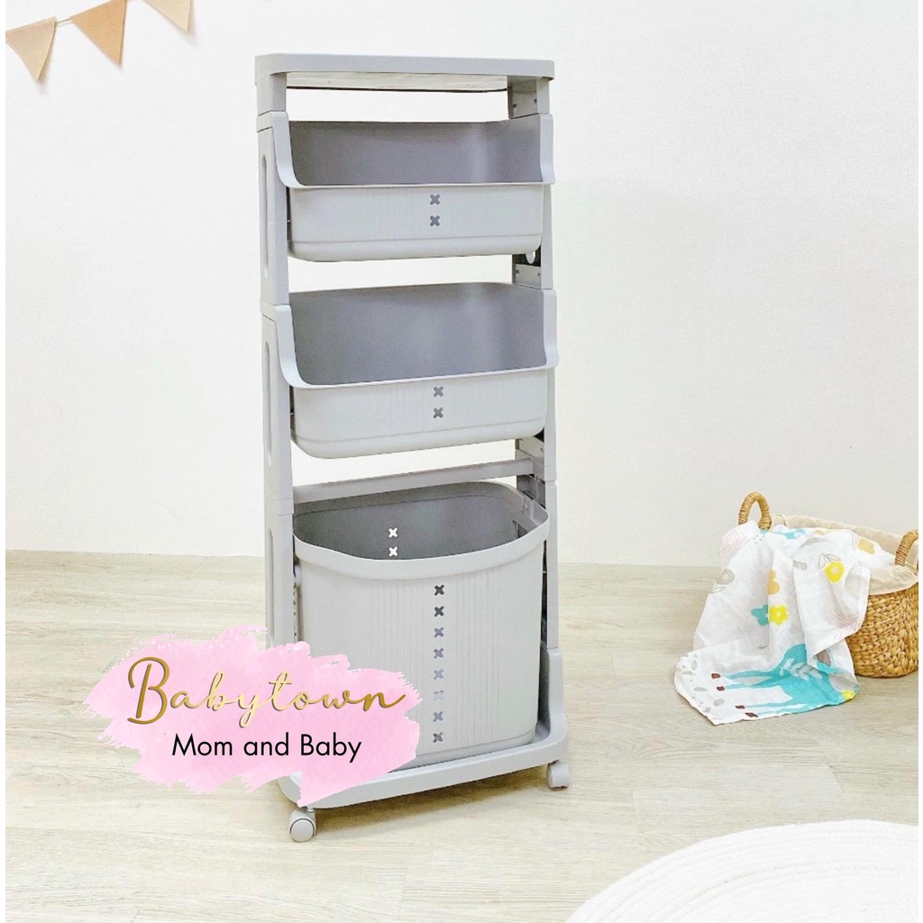 Kệ Nhựa 3 Tầng MONMON/ SASA 04 Có Bánh Siêu Tiện Lợi
