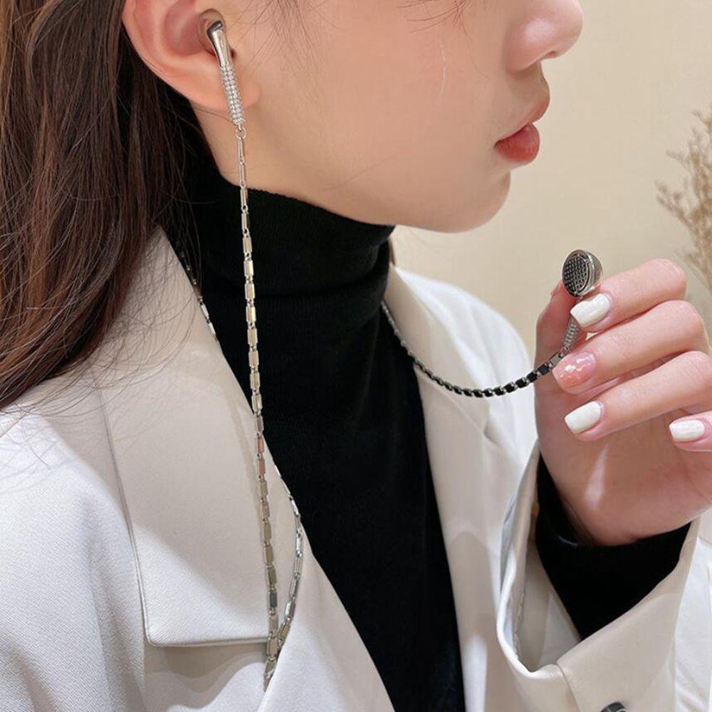 FORBETTER Vòng cổ Dài Mặt Hình Tai Nghe Đính Đá Sang Trọng Cho Nam Nữ