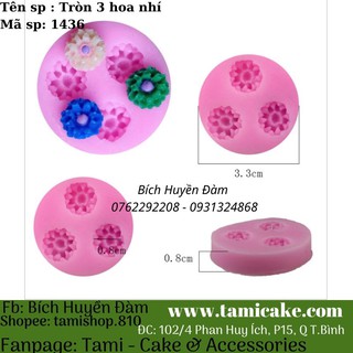Khuôn silicon tròn 3 hoa nhí 1346