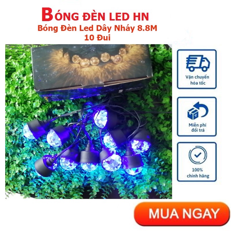 Dây Đèn led Trang Trí, Dây Đèn Nháy 10 Đui Chống Nước, 8 Chế Độ [Siêu Đẹp Chống Nước]