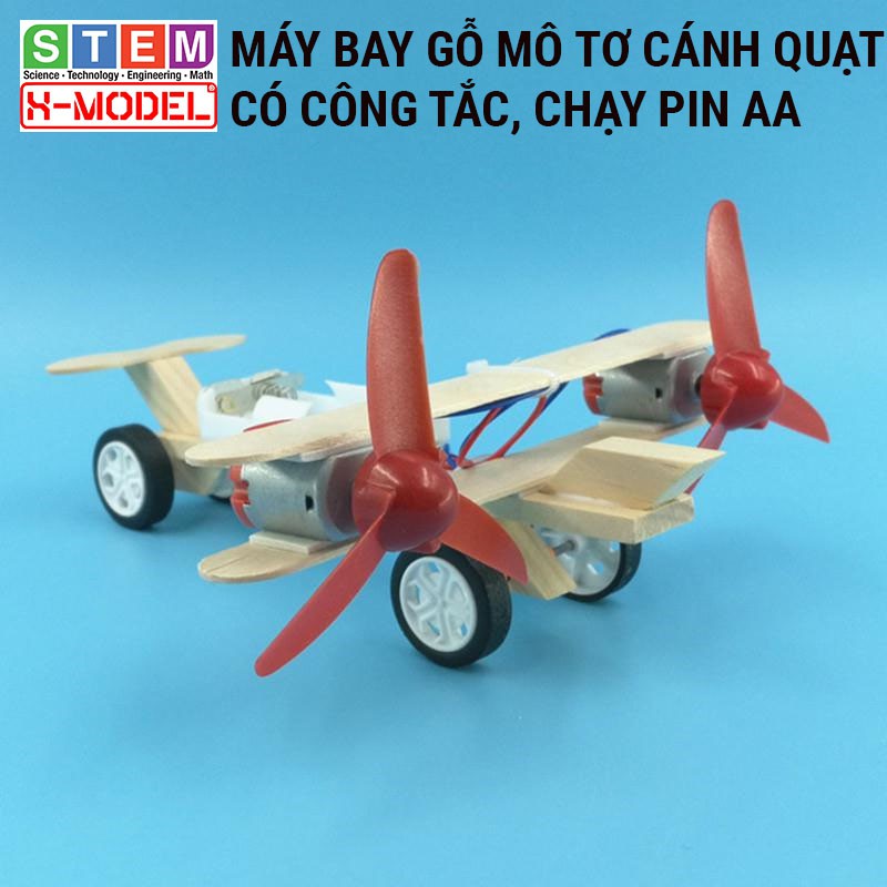 Đồ chơi mô hình thông minh tự lắp ráp bằng gỗ Máy bay 2 cánh quạt ST54 cho bé X- MODEL Đồ chơi tự làm DIY|Giáo dục STEAM