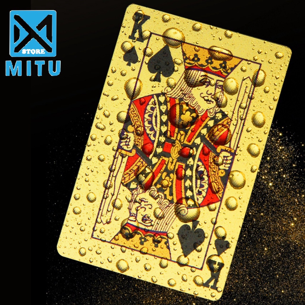 Bộ Bài Poker Nhựa PVC Mini Nhũ Vàng Chống Thấm Nước Độc Lạ Sang Trọng SP74