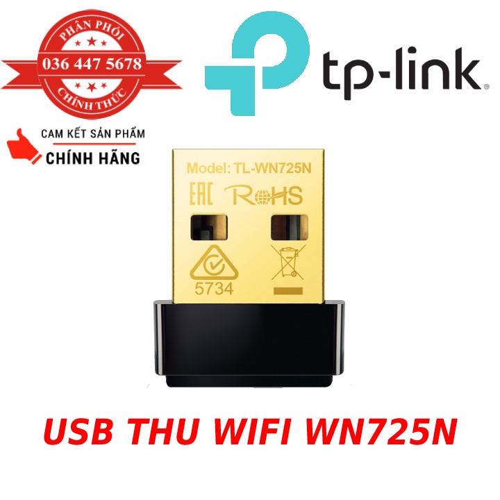 ✶❧TP-Link N 150Mbps USB Bộ thu WiFi Siêu nhỏ gọn- TL-WN725N - Hàng Chính Hãng