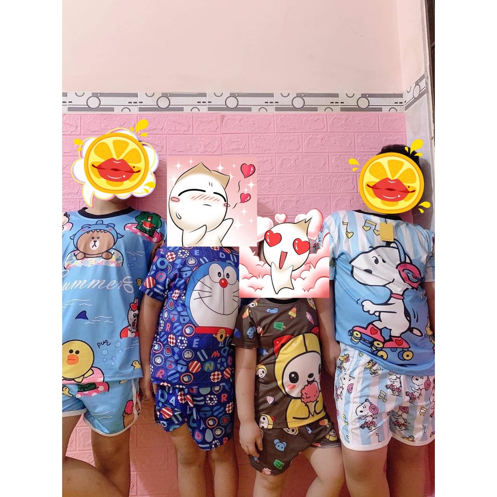 [ Mã FAMAYWA2 giảm 10K đơn 50K] Đồ Bộ Pijama Thun Baby SIZE 20-30KG Tay Ngắn Quần Đùi Họa Tiết Hoạt Hình Dễ Thương