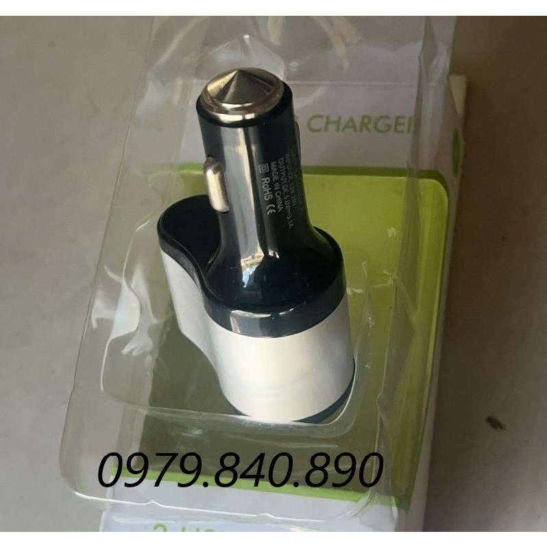 Búa thoát hiểm ô tô 3 trong 1 : Búa + Tẩu 12v + 2 cổng sạc USB trên ô tô