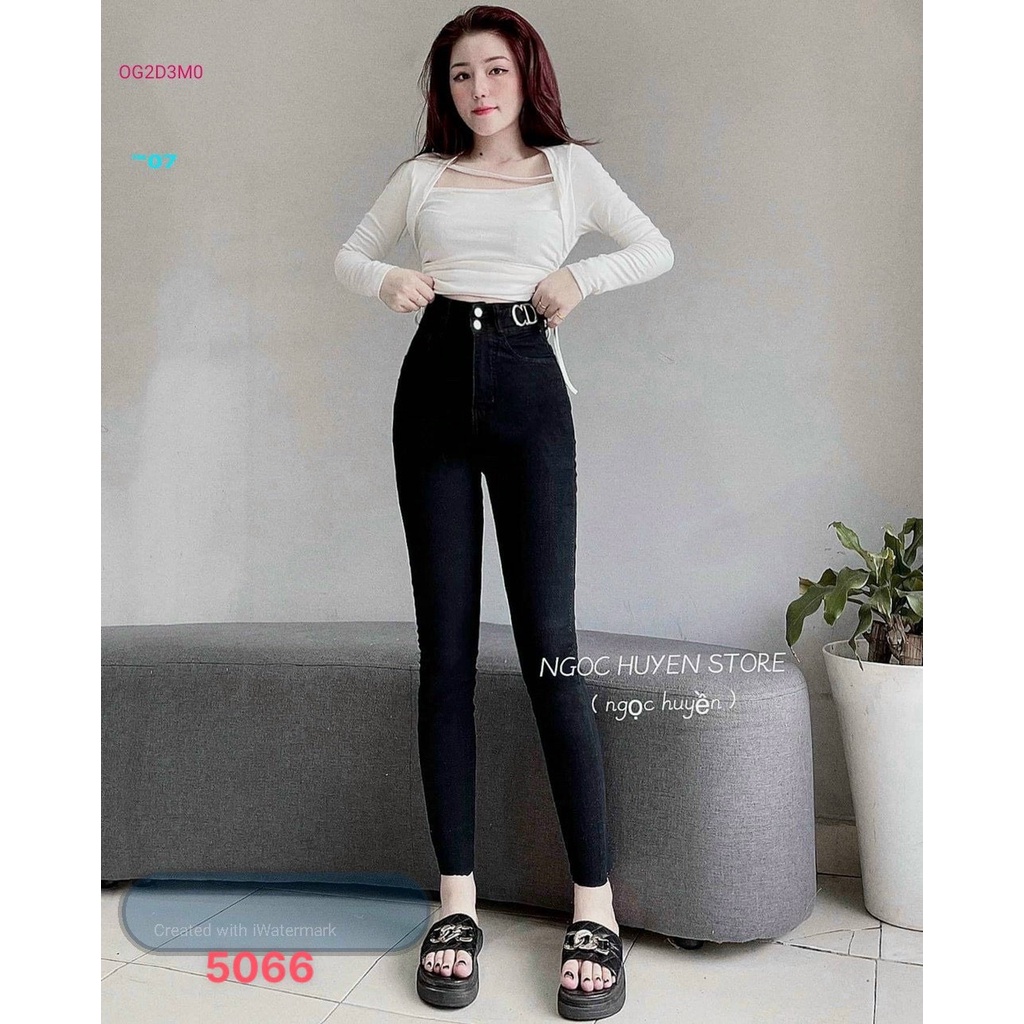 Quần Jean Nữ Lưng Cao, Chất Jean Co Giãn thoải mái vải mềm chuẩn xịn dáng cao Tfashion shop qn617