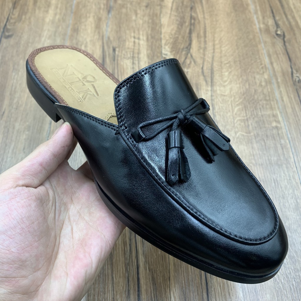 Giầy sục nam da bò đính băng nơ đế cao su loại tốt