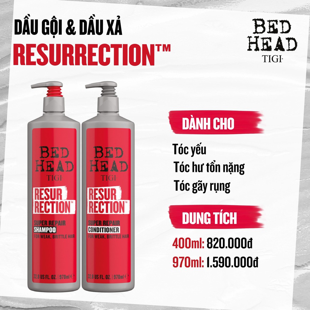 DẦU GỘI VÀ XẢ TÁI SINH TIGI BEDHEAD RESURRECTION LEVEL 3 400ML