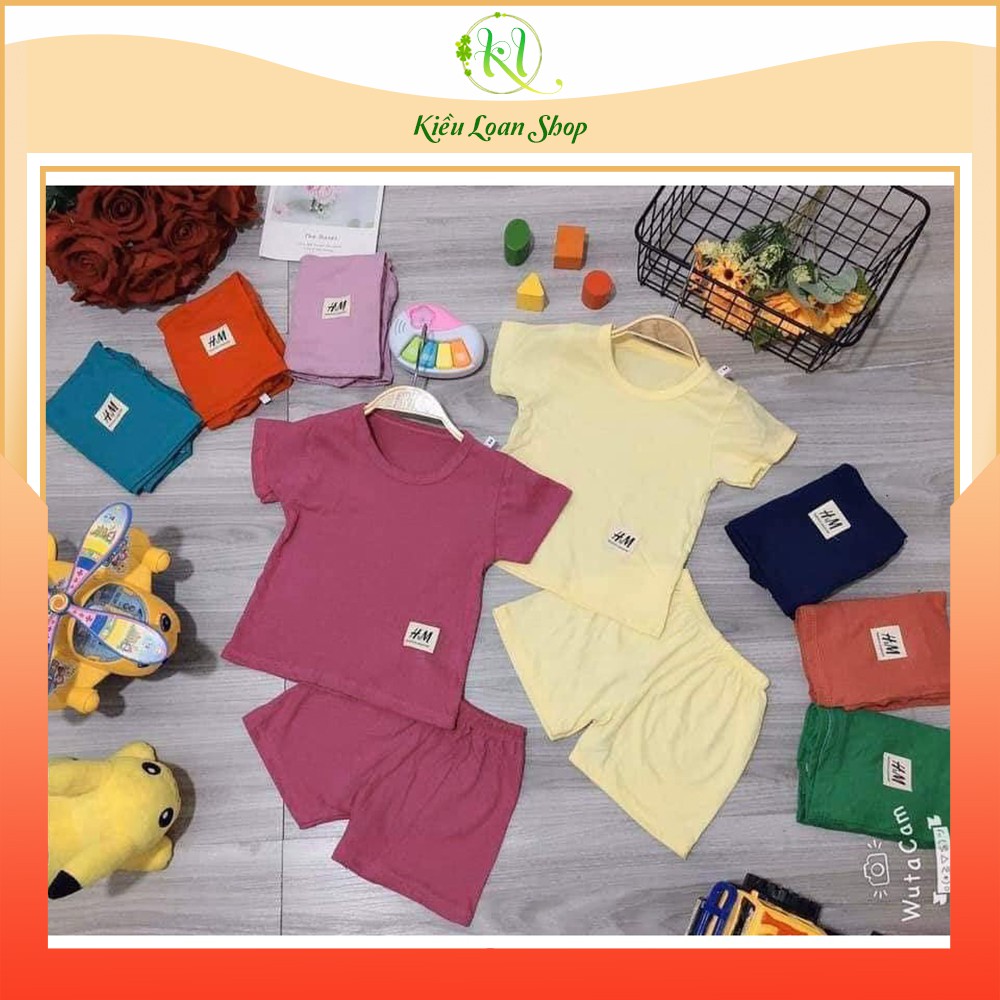 Bộ quần áo cộc tay trẻ em cotton trơn cho bé trai và bé gái 8-18kg